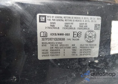 2012 GMC Sierra 1500 Sle z USA, uszkodzony, nr VIN 3GTP2VE71CG296366